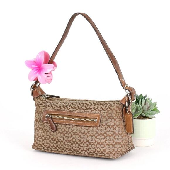 Coach Vintage Y2K Demi Baguette Signature Monogram Shoulder Bag - Picture 1 of 9